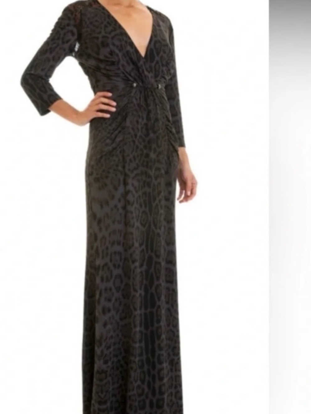 Robert Cavalli Grey Leopard  Ruched Gown 42 Us Medium